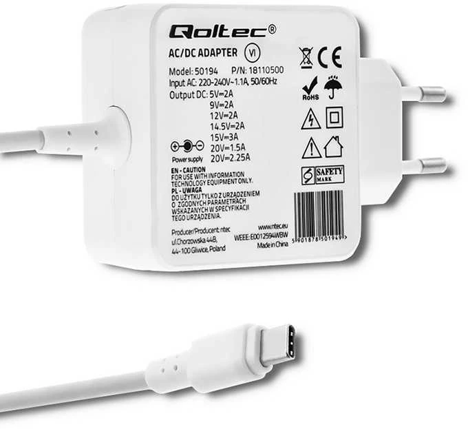 Qoltec 45W kroviklis su USB-C jungtimi