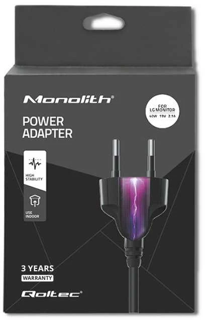 QOLTEC 51775 AC adapter for monitorius LG 40W 19V 2.1A 6.5 4.4