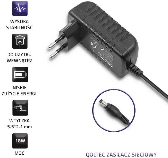 QOLTEC 51113 Universalus kintamosios srovės adapteris 18W 9V 2A 5.5 2.1