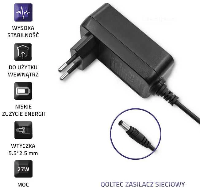 QOLTEC 50787 Kištukinis maitinimo šaltinis 27W 9V 3A 5,5x2,5