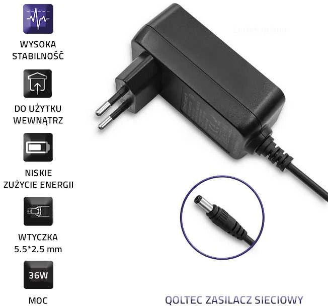 QOLTEC 51110 Qoltec Universalus kintamosios srovės adapteris 36W 12V 3A 5.5 2.5 + maitinimo laidas