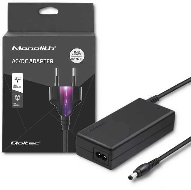 QOLTEC 51103 Universalus kintamosios srovės adapteris 36W 12V 3A 5.5 2.1 + maitinimo laidas