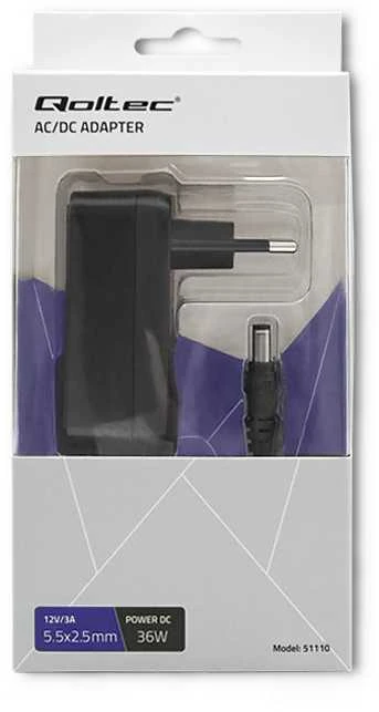 QOLTEC 51110 Qoltec Universalus kintamosios srovės adapteris 36W 12V 3A 5.5 2.5 + maitinimo laidas