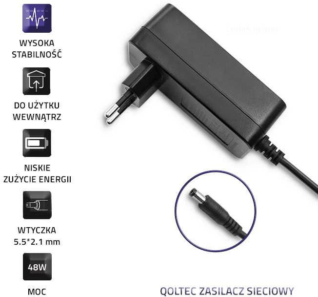 QOLTEC 51104 Universalus kintamosios srovės adapteris 48W 12V 4A 5.5 2.1 + maitinimo laidas