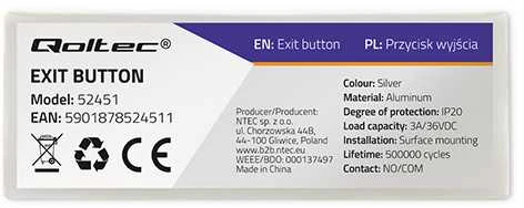 QOLTEC 52451 išėjimo mygtukas su LED foniniu apšvietimu