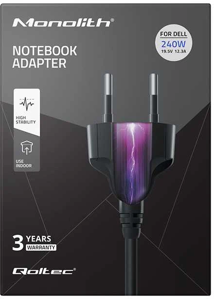Nešiojamo kompiuterio pakrovėjas Qoltec Dell 240W | 19.5V | 12.3A | 7.4*5.0+pin