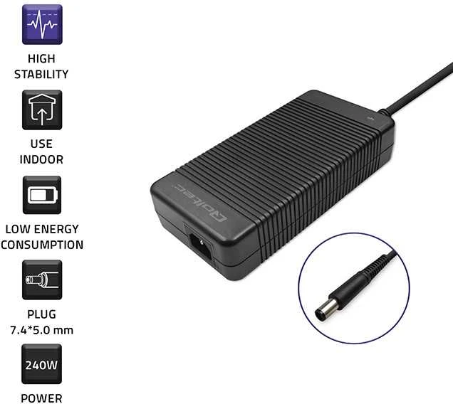 Nešiojamo kompiuterio pakrovėjas Qoltec Dell 240W | 19.5V | 12.3A | 7.4*5.0+pin