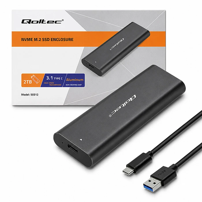 QOLTEC 50311 korpusas, skirtas M.2 SATA SSD / NGFF / C tipo USB