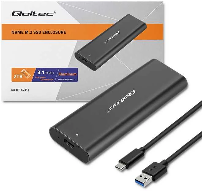 QOLTEC 50312 M.2 SATA SSD / NVME / USB tipo C korpusas