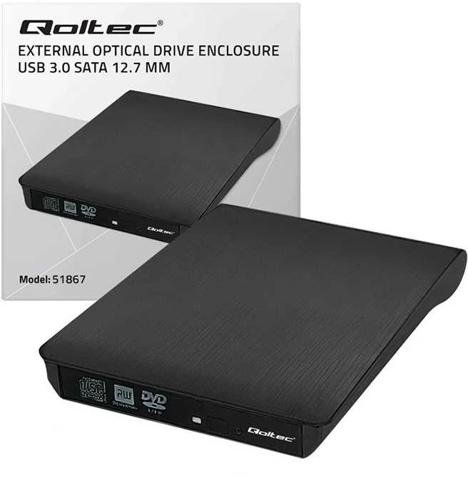 QOLTEC 51867 Qoltec išorinis USB 3.0 12,7 mm SATA optinio disko dėklas