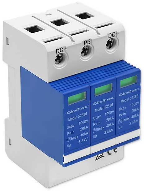 QOLTEC 52586 DC apsaugos nuo viršįtampių iškroviklis / 3P / 1000V / T2 / BC