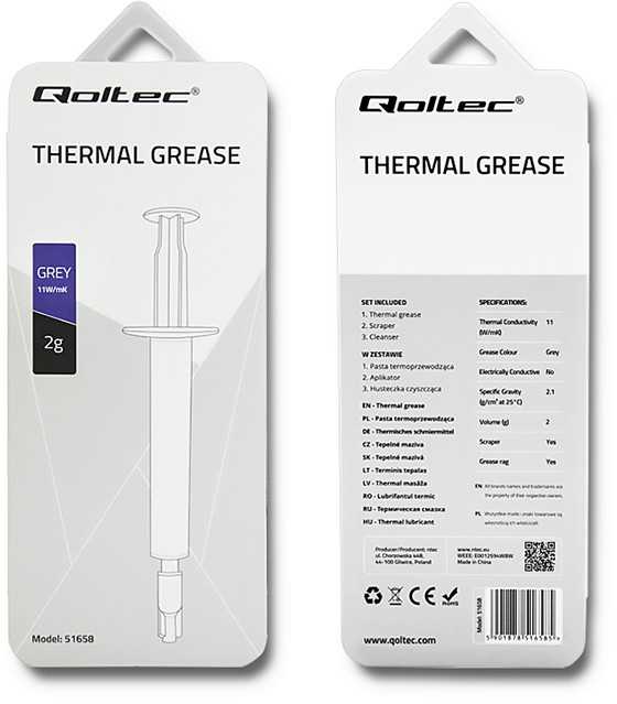 QOLTEC 51658 Qoltec Termopasta 11W/mK 2g pilkas