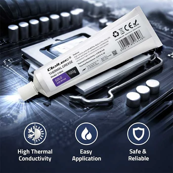 QOLTEC 51644 Qoltec Thermal paste 3.05 W/m-K 100g auksinis