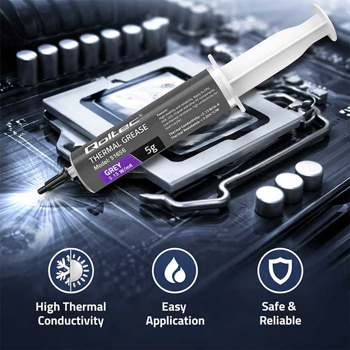 QOLTEC 51656 Thermal paste 5.15W/m-K 5g pilkas