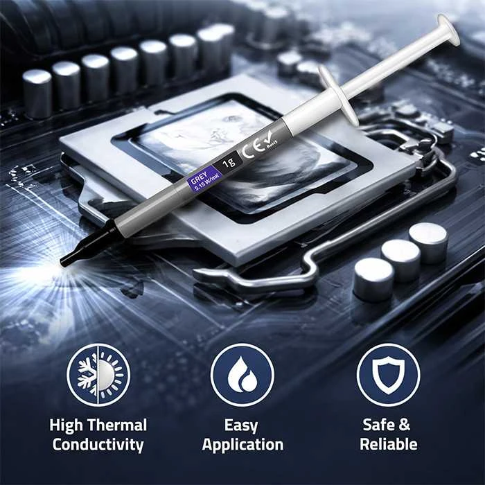 QOLTEC 51655 Thermal paste 5.15W/m-K 1g pilkas