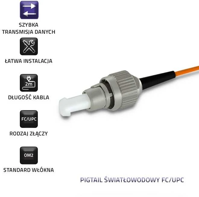 Qoltec optinio pluošto pigtail FC/UPC multimodas 2m