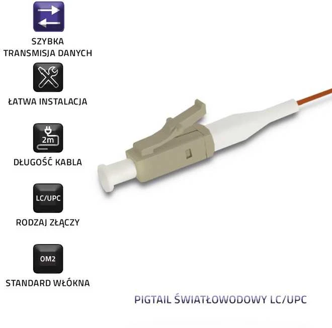 Qoltec optinio pluošto kabelis LC/UPC multimodas 2m