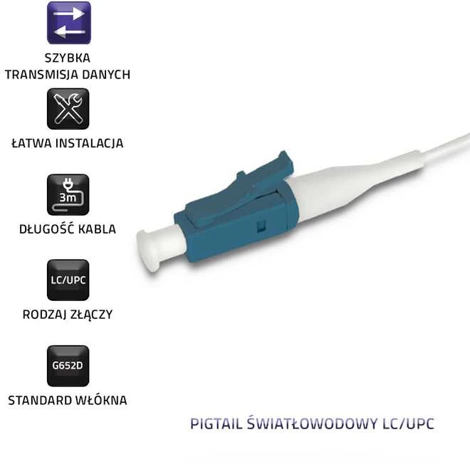 Qoltec LC/UPC optinio pluošto pigtailas 2m