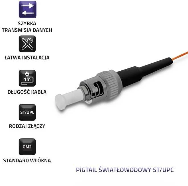 Qoltec ST/UPC optinio pluošto multimodinis kabelis 1m