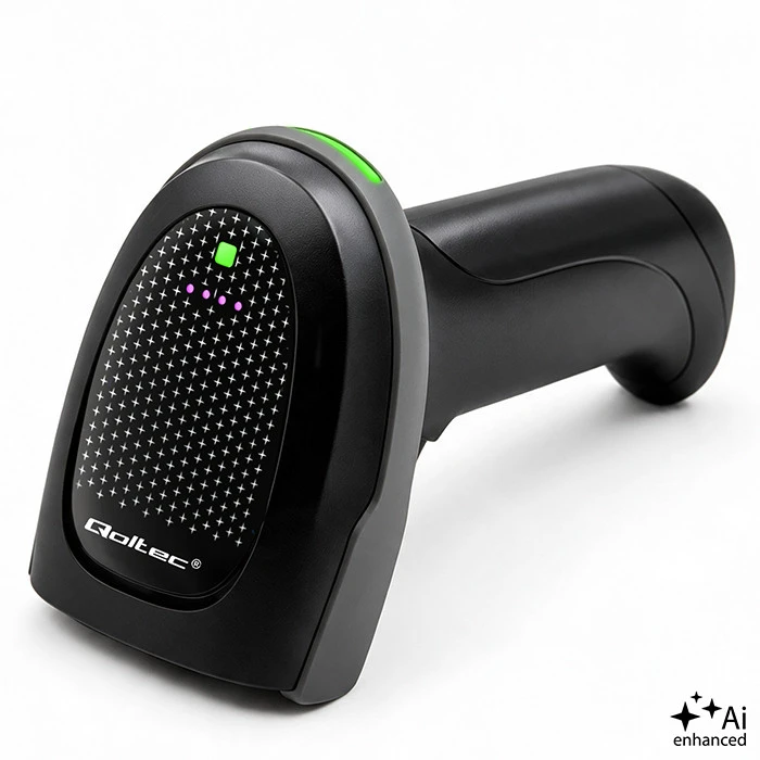 Qoltec Precyzyjny belaidis skaner czytnik kodów kreskowych 1D 2D + stacja ładowania | QR | EAN | USB
