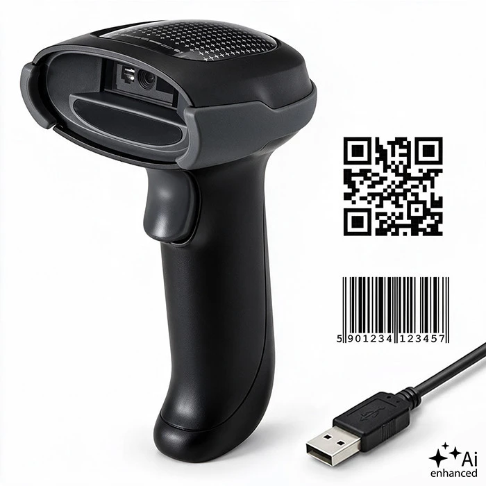Qoltec Precyzyjny belaidis skaner czytnik kodów kreskowych 1D 2D + stacja ładowania | QR | EAN | USB
