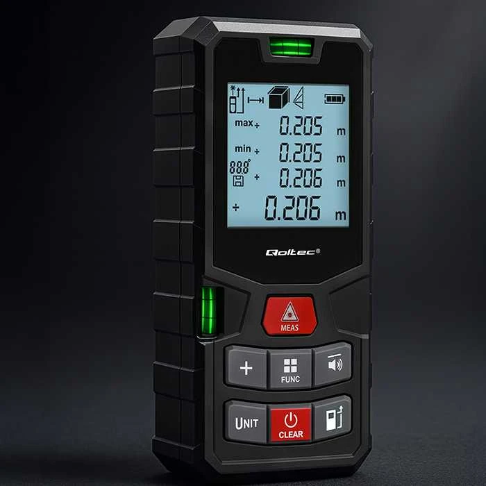 „Qoltec Precision“ skaitmeninis lazerinis atstumo matuoklis su nivelyru | su LCD ekranu | 120 m