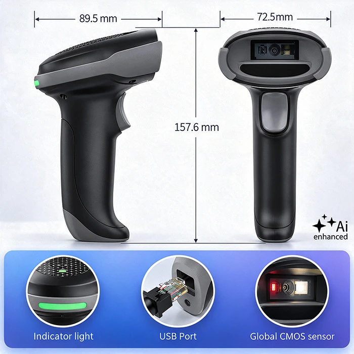 Qoltec Precyzyjny Skaner czytnik kodów kreskowych 1D 2D | QR | EAN | USB