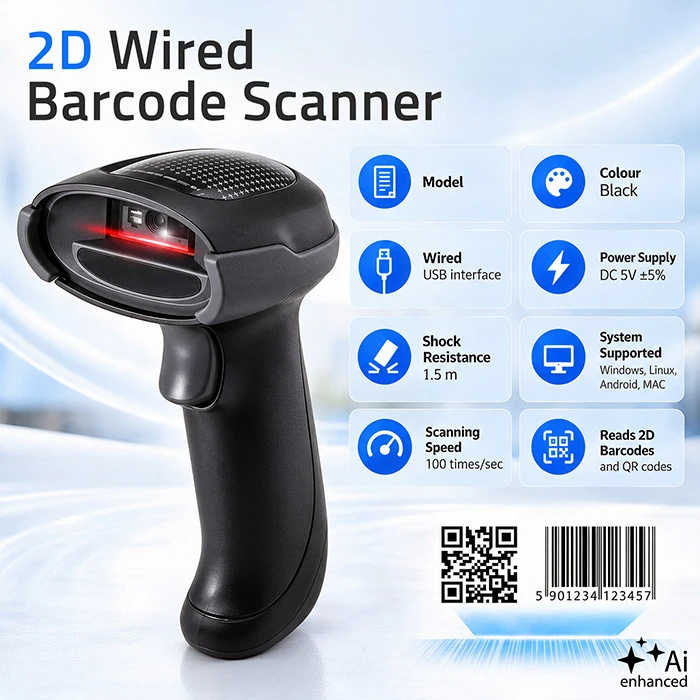Qoltec Precyzyjny Skaner czytnik kodów kreskowych 1D 2D | QR | EAN | USB