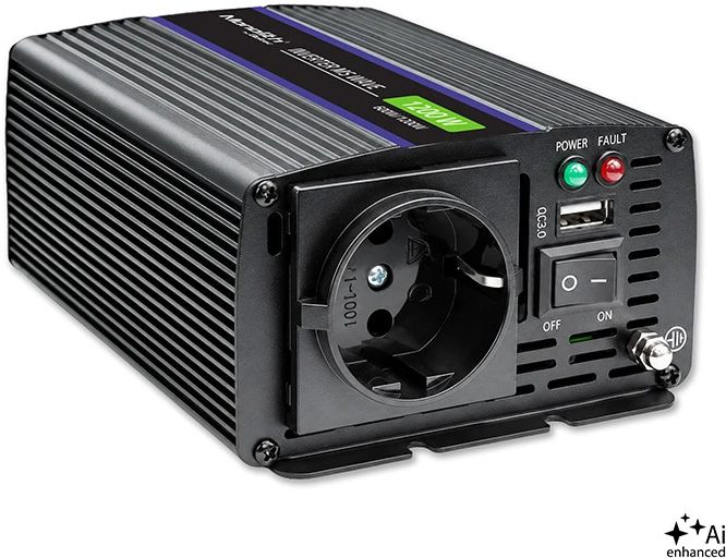 QOLTEC 51925 Monolitinis įtampos keitiklis 1200 MS Wave / 12V iki 230V / 600/1200W / USB