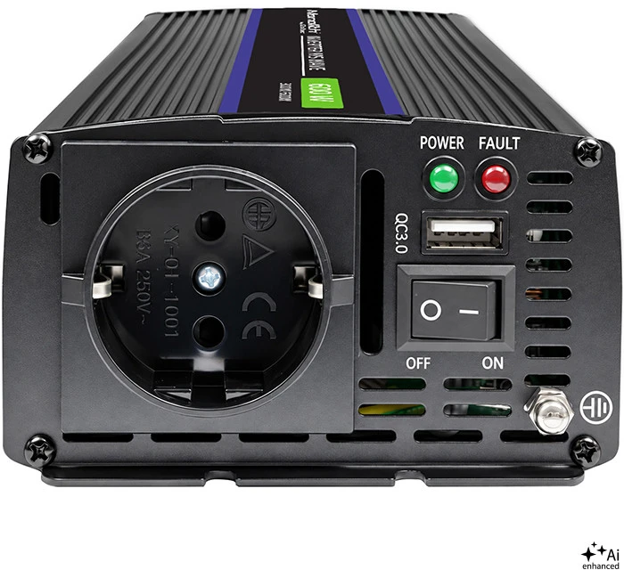 QOLTEC 51925 Monolitinis įtampos keitiklis 1200 MS Wave / 12V iki 230V / 600/1200W / USB