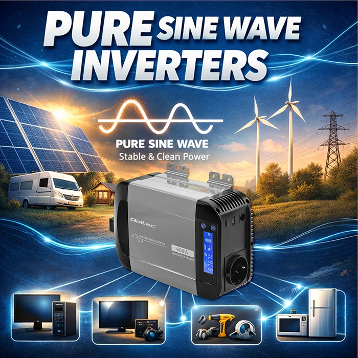 Qoltec Pure Sine Wave | 12V na 230V | 300/600W