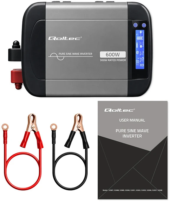 Qoltec Pure Sine Wave | 12V na 230V | 300/600W