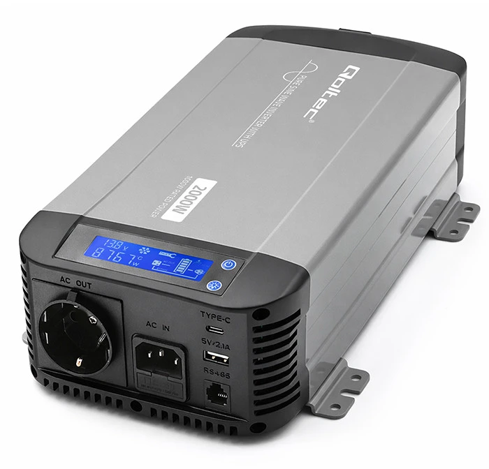Qoltec Pure Sine Wave | 12V na 230V | 1000/2000W | UPS BYPASS
