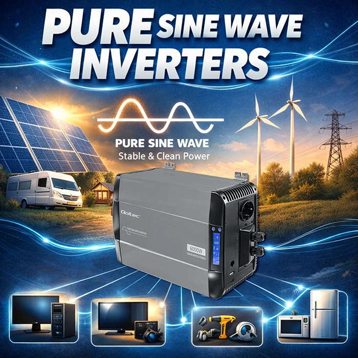 Qoltec Pure Sine Wave | 12V na 230V | 3000/6000W