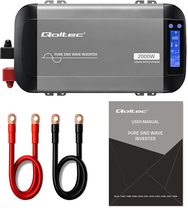 Qoltec Pure Sine Wave | 12V na 230V | 1000/2000W