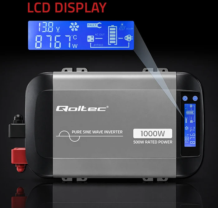 Qoltec Pure Sine Wave | 12V na 230V | 500/1000W