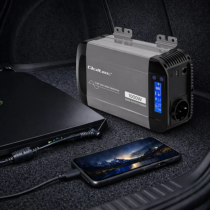 Qoltec Pure Sine Wave | 12V na 230V | 500/1000W