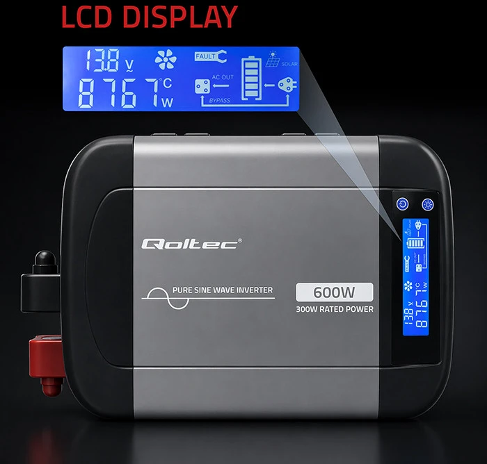 Qoltec Pure Sine Wave | 12V na 230V | 300/600W