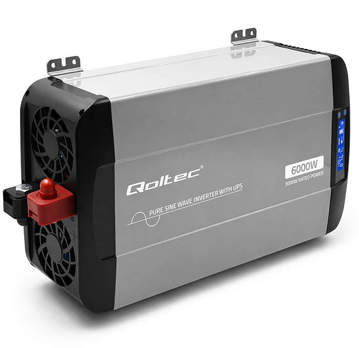 Qoltec Pure Sine Wave | 12V na 230V | 3000/6000W | UPS BYPASS