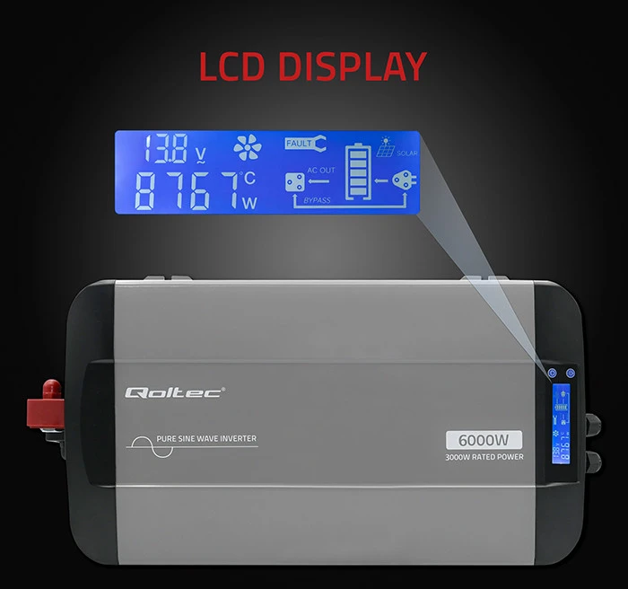 Qoltec Pure Sine Wave | 12V na 230V | 3000/6000W