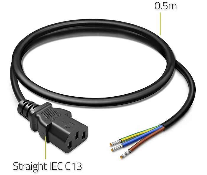Qoltec IEC C13 maitinimo kabelis 3x0.75mm² 0.5m varinis
