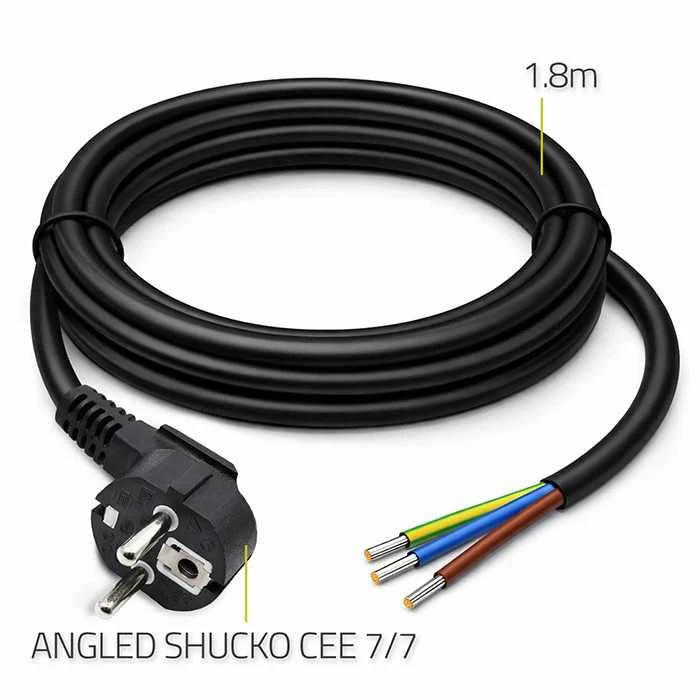 Qoltec Maitinimo kabelis SCHUKO CEE 7/7 kampu 3x1.00 mm² 1.8 m