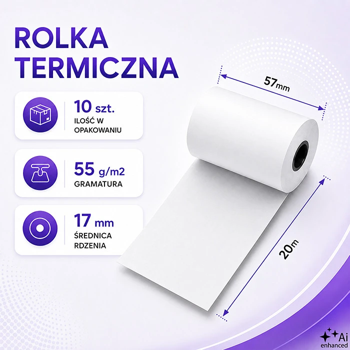 QOLTEC 51896 Apvadai ritinėliai 57 x 20 55g / m2 10 vnt. Būkite BPA