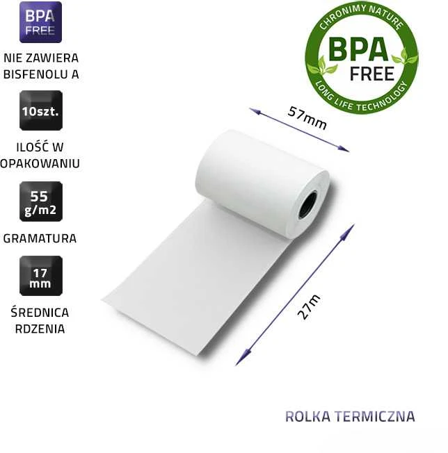 QOLTEC 51900 galinis rulonas 57 x 27 55g/m2 10vnt be BPA