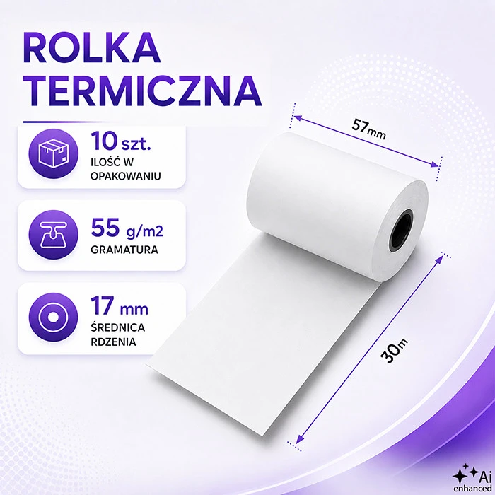 QOLTEC 51895 Terminis ritinys 57 x 30 55g/m2 10vnt. Be BPA