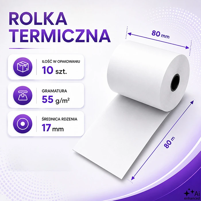 Qoltec 51892 Terminis ritinys 80 x 80 | 55g/m2 | 10 vnt | Be BPA
