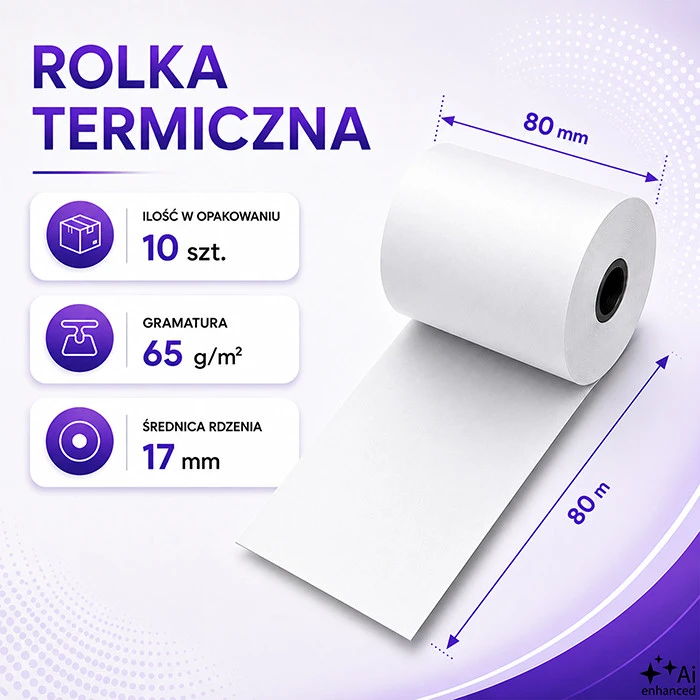 Qoltec Thermal ritinys 80 x 80 | 65g/m2 | 10vnt. | Be BPA