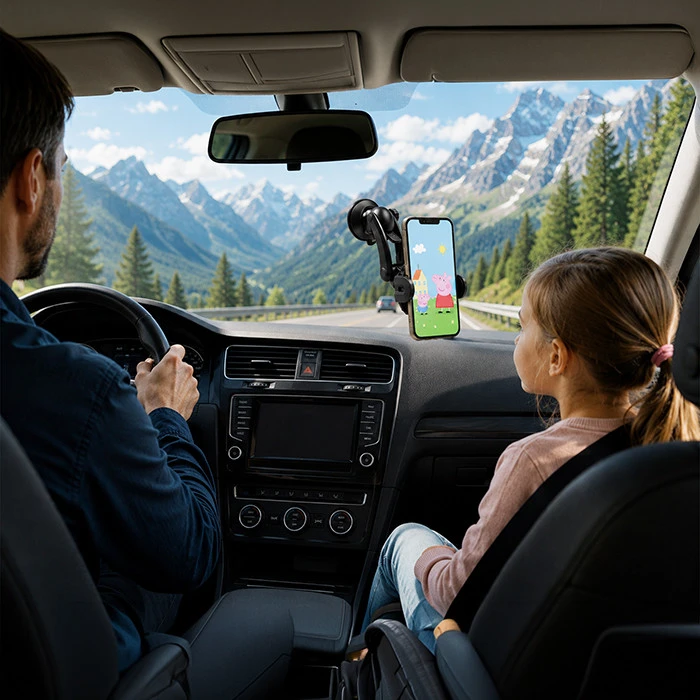 QOLTEC 51219 Indukcinis automobilinis įkroviklis Pro su automobiliniu laikikliu iR 15W QC3.0 USB C