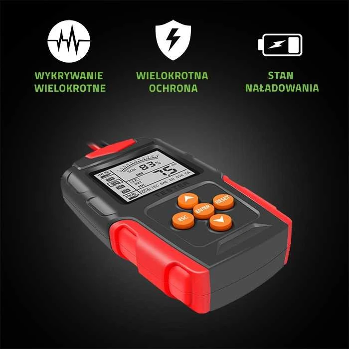 Qoltec skaitmeninis akumuliatoriaus testeris su LCD ekranu | 12V | 24V | 3Ah-200Ah
