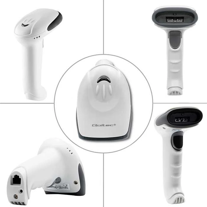 QOLTEC 50865 Brūkšninių kodų skaitytuvas 1D CCD USB Baltas